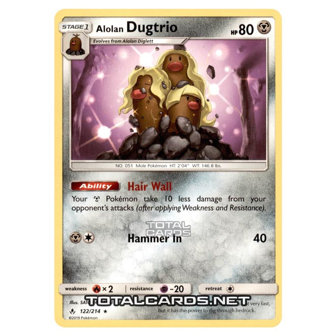 alolan dugtrio pokemon card Pokemon - Sun & Moon - Unbroken Bonds - Alolan Dugtrio