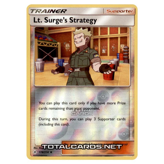 Pokemon - Sun & Moon - Unbroken Bonds - Lt. Surge's Strategy - 178/214 - (Reverse Holo)
