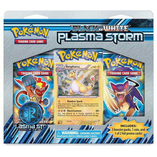 Pokemon - Black & White - Plasma Storm - 3 Pack Blister - Ampharos Promo