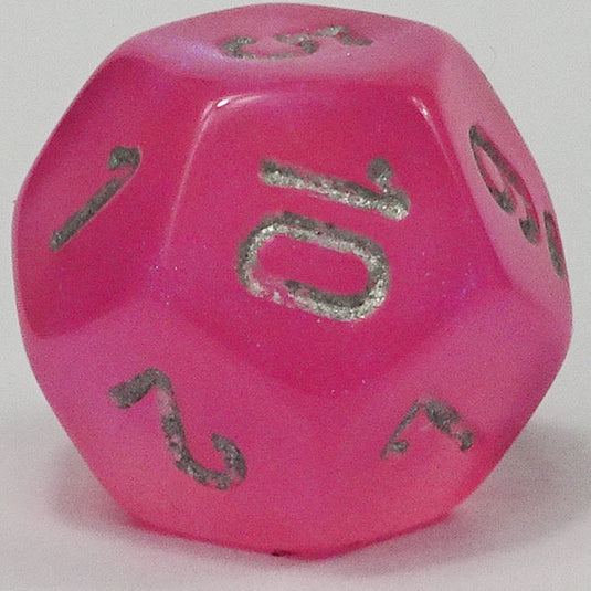 Chessex - Signature 16mm D12 -  Borealis - Pink with Silver