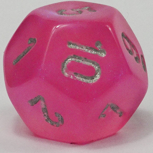 Chessex - Signature 16mm D12 - Borealis - Pink with Silver