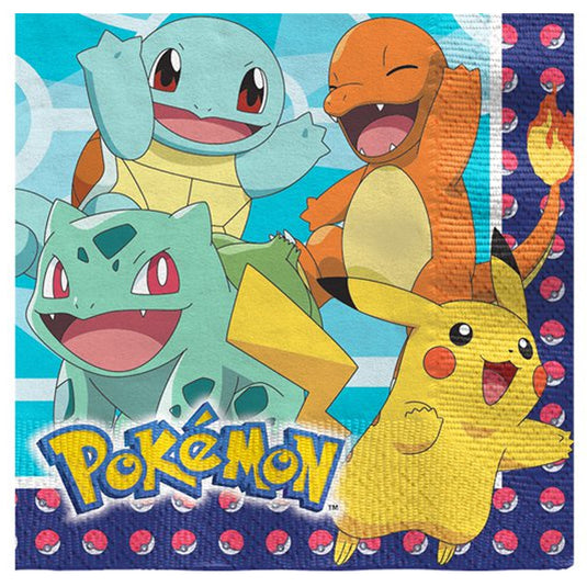 Pokemon - Kanto Starters - 33cm Lunch Napkins (Pack of 16)