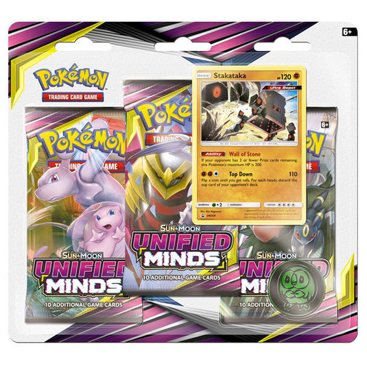 Pokemon - Sun & Moon - Unified Minds - 3 Pack Blister - Stakataka