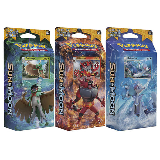 Pokemon - Sun & Moon - Base Set - Incineroar, Decidueye & Primarina - Theme Deck Set