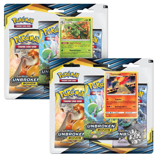 Pokemon - Sun & Moon - Unbroken Bonds - 3 Pack Blister - Sceptile & Typhlosion