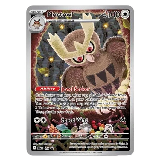 pokemon scarlet and violet stellar crown elite trainer box promo noctowl promo card