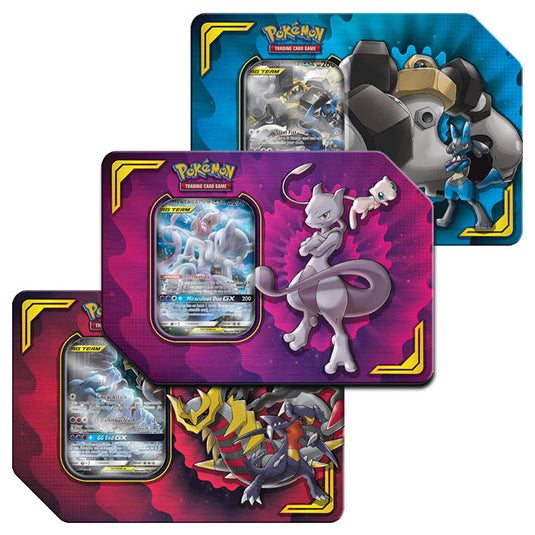 Pokemon - Power Partnership Tins - Mewtwo & Mew-GX, Lucario & Melmetal-GX, Garchomp & Giratina-GX