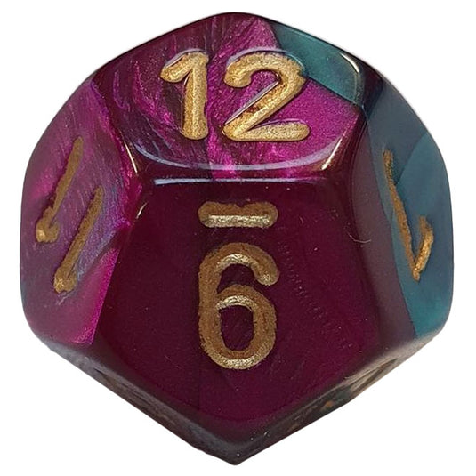 Chessex - Gemini 16mm D12 - Purple-Teal w/Gold