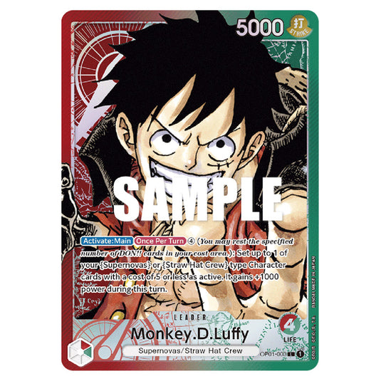 Monkey.D.Luffy OP01-003a card from the One Piece set Romance Dawn