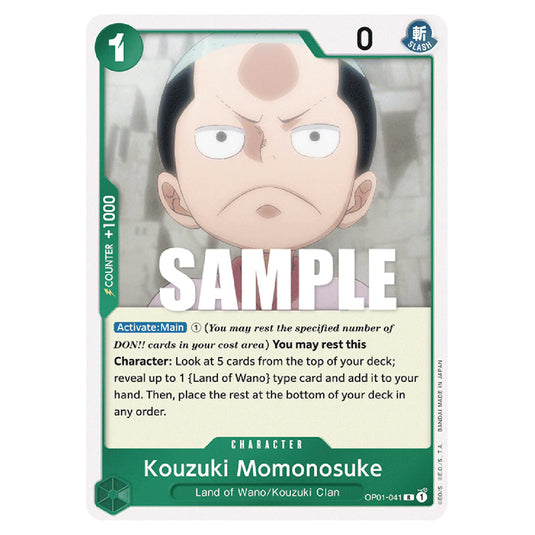 Kouzuki Momonosuke OP01-041 card from the One Piece set Romance Dawn
