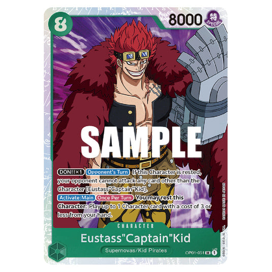 Eustass"Captain"Kid OP01-051 card from the One Piece set Romance Dawn