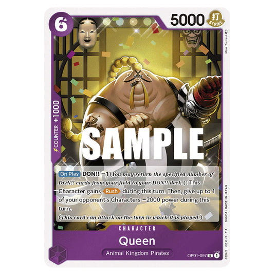 Queen OP01-097 card from the One Piece set Romance Dawn