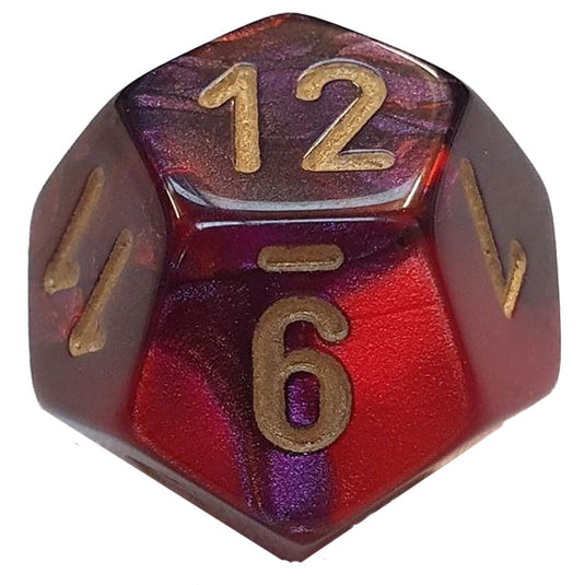 Chessex - Gemini 16mm D12 - Purple-Red w/Gold