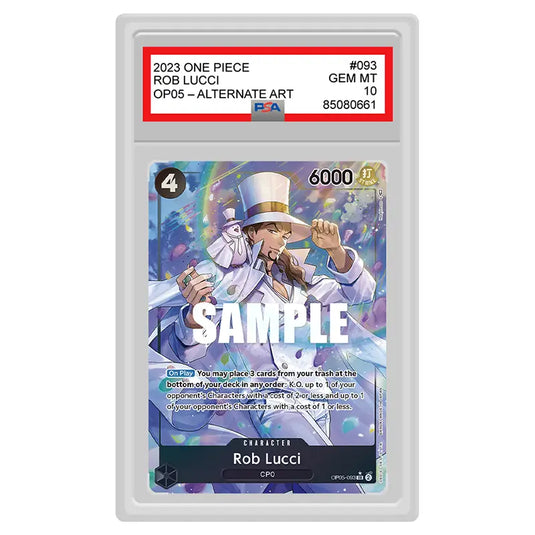 One Piece - Awakening of the New Era - Rob Lucci (Super Rare) - OP05-093b (PSA 10 Graded Slab)