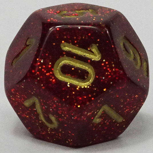 Chessex - Signature 16mm D12 - Glitter - Ruby with Gold