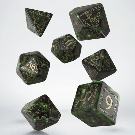 Runic Bottle-green & gold Dice Set