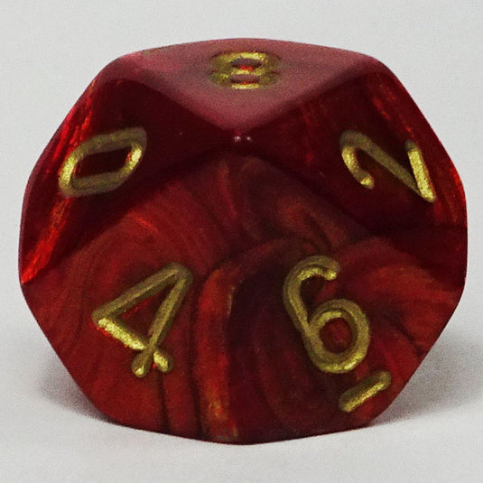 Chessex - Signature 16mm D10 - Scarab - Scarlet with Gold