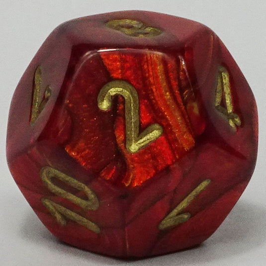 Chessex - Signature 16mm D12 - Scarab - Scarlet with Gold