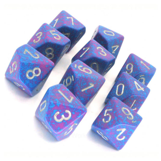 Chessex - Speckled Polyhedral D10 10-Dice Blocks - Silver Tetra