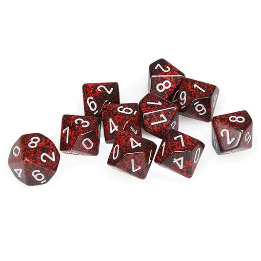 Chessex - Speckled Polyhedral D10 10-Dice Blocks - Silver Volcano