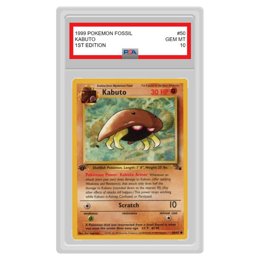 Pokemon - Fossil - Kabuto 50/62 - 1st Edition - PSA 10 GEM MINT