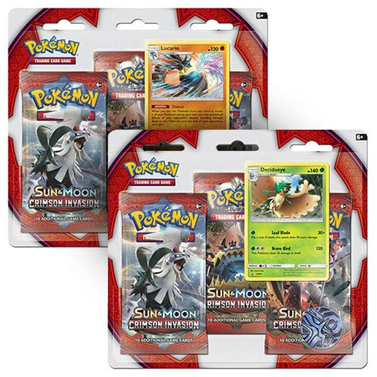 Pokemon - Sun & Moon - Crimson Invasion - Decidueye & Lucario - 3 Pack Blisters