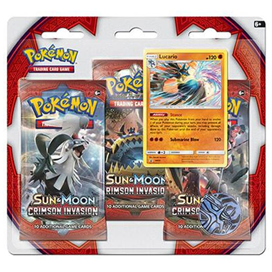 Pokemon - Sun & Moon - Crimson Invasion - Lucario 3 Pack Blister