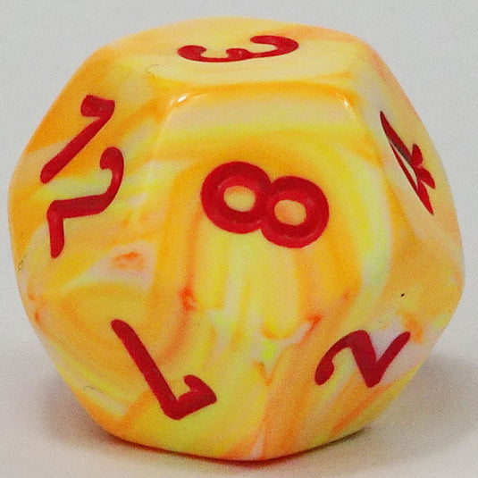 Chessex - Signature 16mm D12 - Festive - Sunburst Red with Red