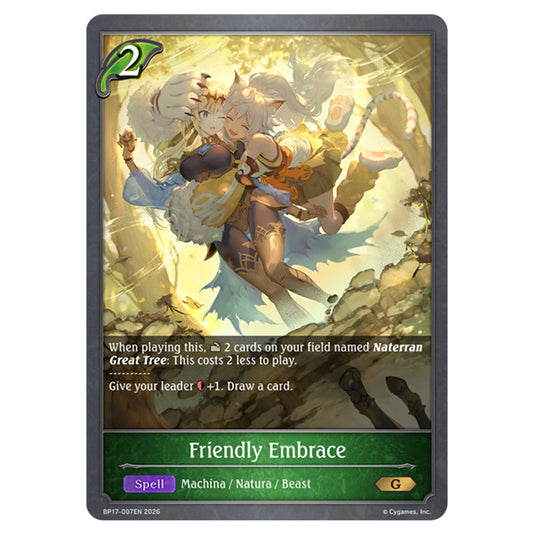 Friendly Embrace BP17-007EN card from the Shadowverse: Evolve set Convergent Destinies