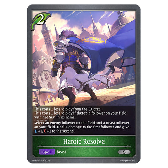 Heroic Resolve BP17-011EN card from the Shadowverse: Evolve set Convergent Destinies