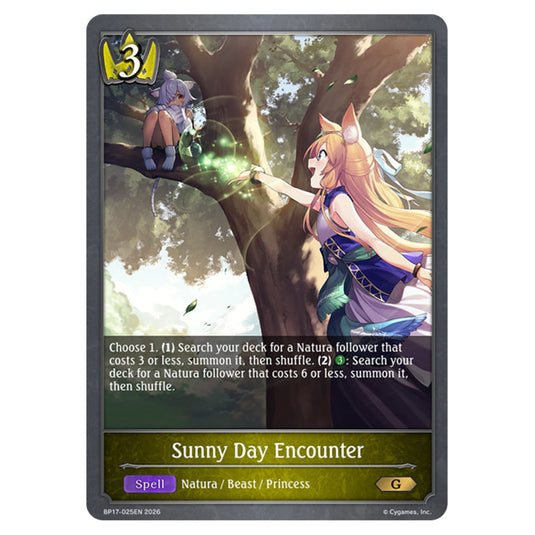 Sunny Day Encounter BP17-025EN card from the Shadowverse: Evolve set Convergent Destinies