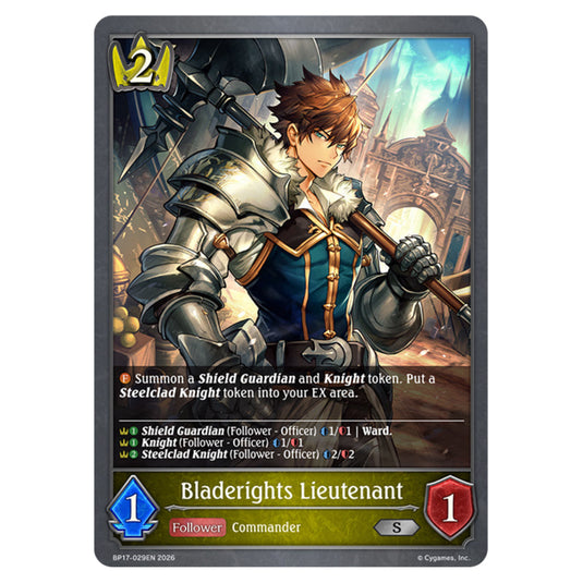 Bladerights Lieutenant BP17-029EN card from the Shadowverse: Evolve set Convergent Destinies