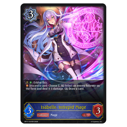Isabelle, Intrepid Mage BP17-037EN card from the Shadowverse: Evolve set Convergent Destinies