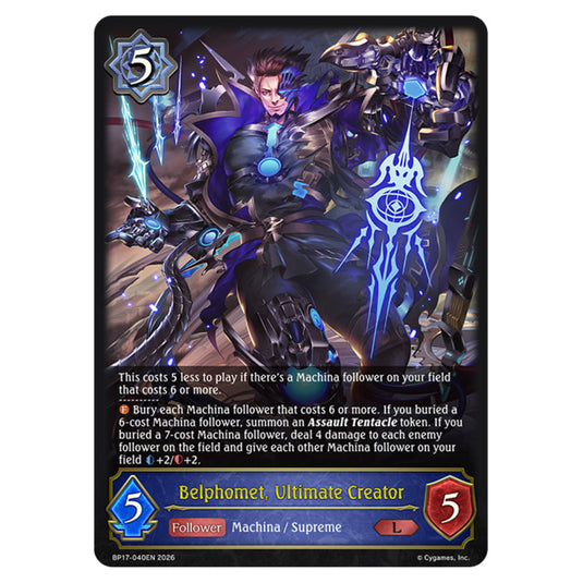 Belphomet, Ultimate Creator BP17-040EN card from the Shadowverse: Evolve set Convergent Destinies
