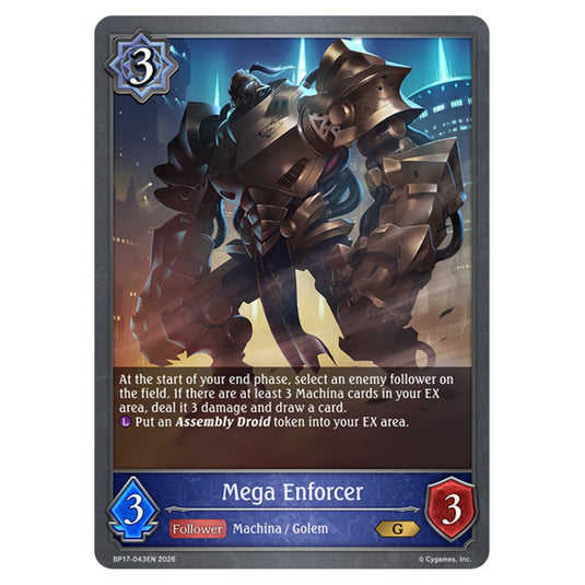 Mega Enforcer BP17-043EN card from the Shadowverse: Evolve set Convergent Destinies