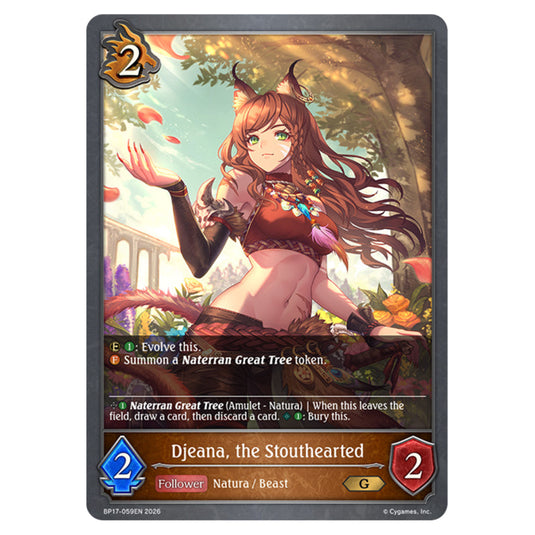 Djeana, the Stouthearted BP17-059EN card from the Shadowverse: Evolve set Convergent Destinies