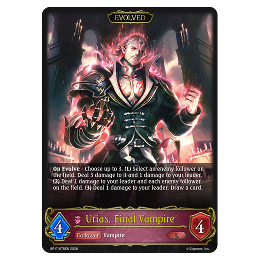 Urias, Final Vampire BP17-075EN card from the Shadowverse: Evolve set Convergent Destinies