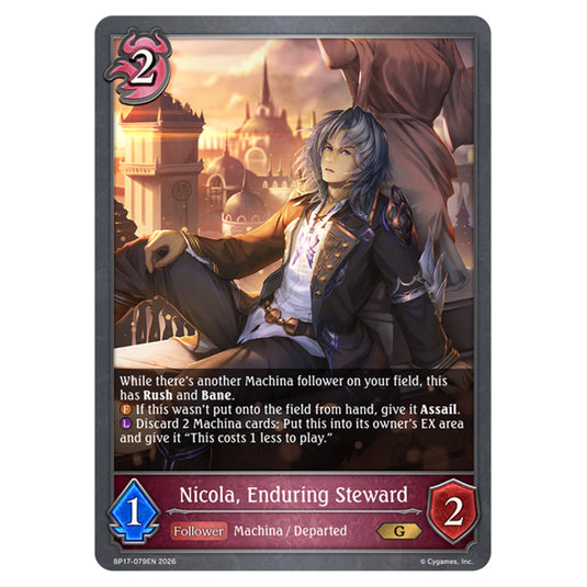 Nicola, Enduring Steward BP17-079EN card from the Shadowverse: Evolve set Convergent Destinies