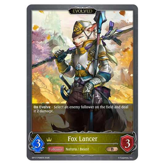 Fox Lancer BP17-P08EN card from the Shadowverse: Evolve set Convergent Destinies