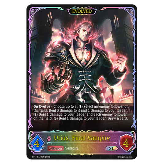 Urias, Final Vampire BP17-SL19EN card from the Shadowverse: Evolve set Convergent Destinies