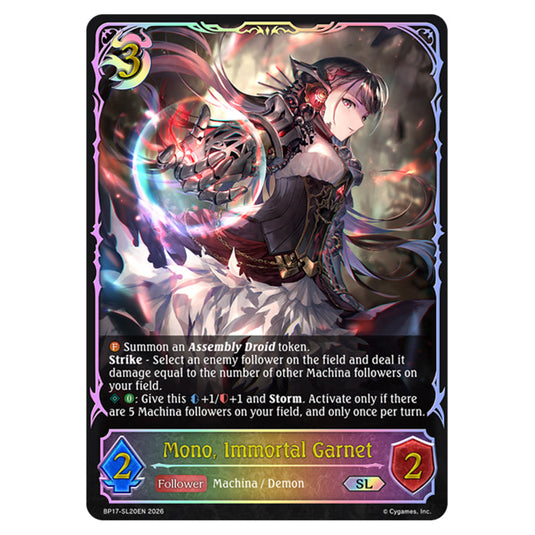 Mono, Immortal Garnet BP17-SL20EN card from the Shadowverse: Evolve set Convergent Destinies
