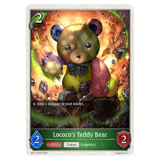 Lococo's Teddy Bear BP17-T01EN card from the Shadowverse: Evolve set Convergent Destinies