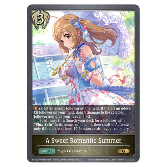 A Sweet Romantic Summer ECP02-071EN card from the Shadowverse: Evolve set THE iDOLM@STER Cinderella Girls