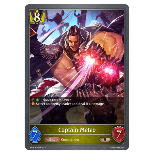 Captain Meteo BP05-030EN card from the Shadowverse: Evolve set Omens Eternal