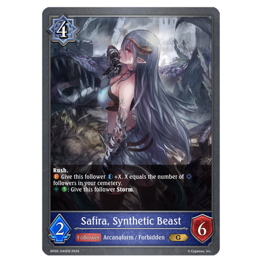 Safira, Synthetic Beast BP05-040EN card from the Shadowverse: Evolve set Omens Eternal