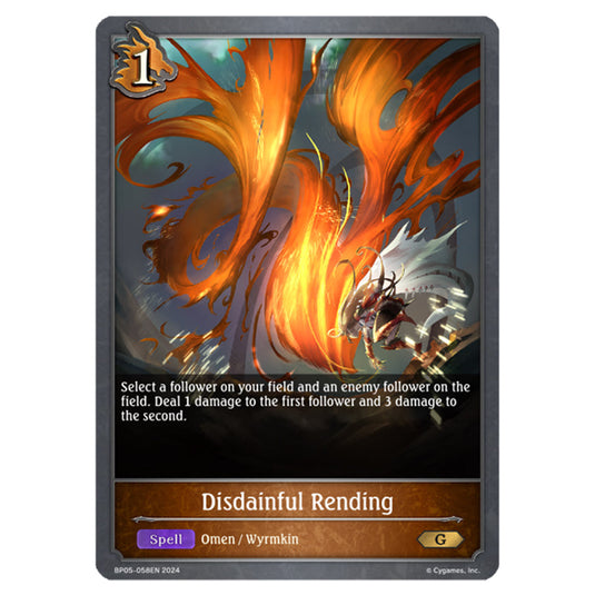 Disdainful Rending BP05-058EN card from the Shadowverse: Evolve set Omens Eternal