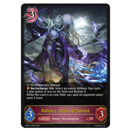 Rulenye, Omen of Silence BP05-070EN card from the Shadowverse: Evolve set Omens Eternal