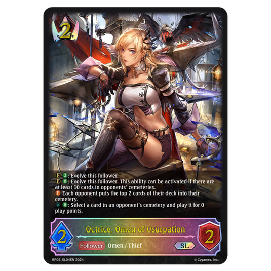 Octrice, Omen of Usurpation BP05-SL04EN card from the Shadowverse: Evolve set Omens Eternal