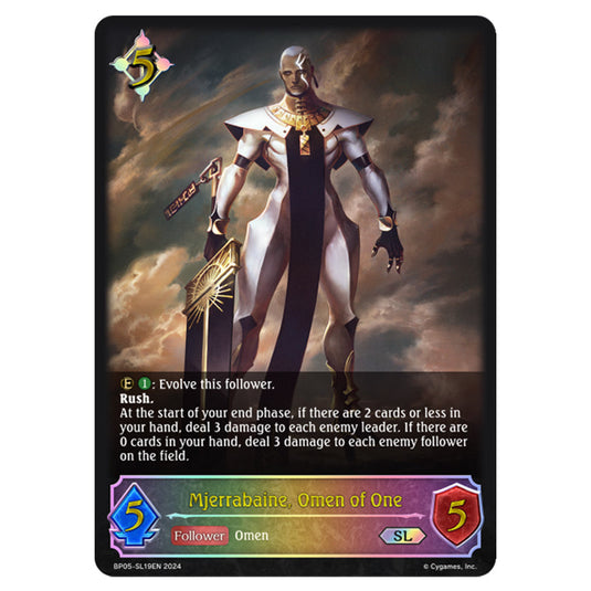 Mjerrabaine, Omen of One BP05-SL19EN card from the Shadowverse: Evolve set Omens Eternal
