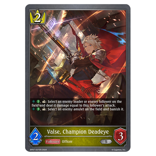Valse, Champion Deadeye BP07-027EN card from the Shadowverse: Evolve set Verdant Steel